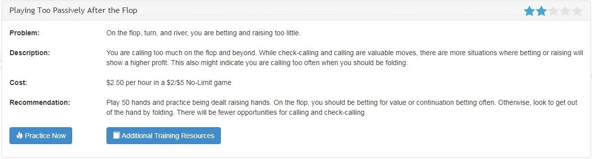 Poker training problem and recommendation